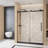 Frameless Single Sliding Shower Door  56-60 "W X 76" H, 1/4 "(6 Mm) Clear Tempered Glass, Explosion Proof Film, Stainless Steel Handle Square Tube Track ,Matte Black-119866402