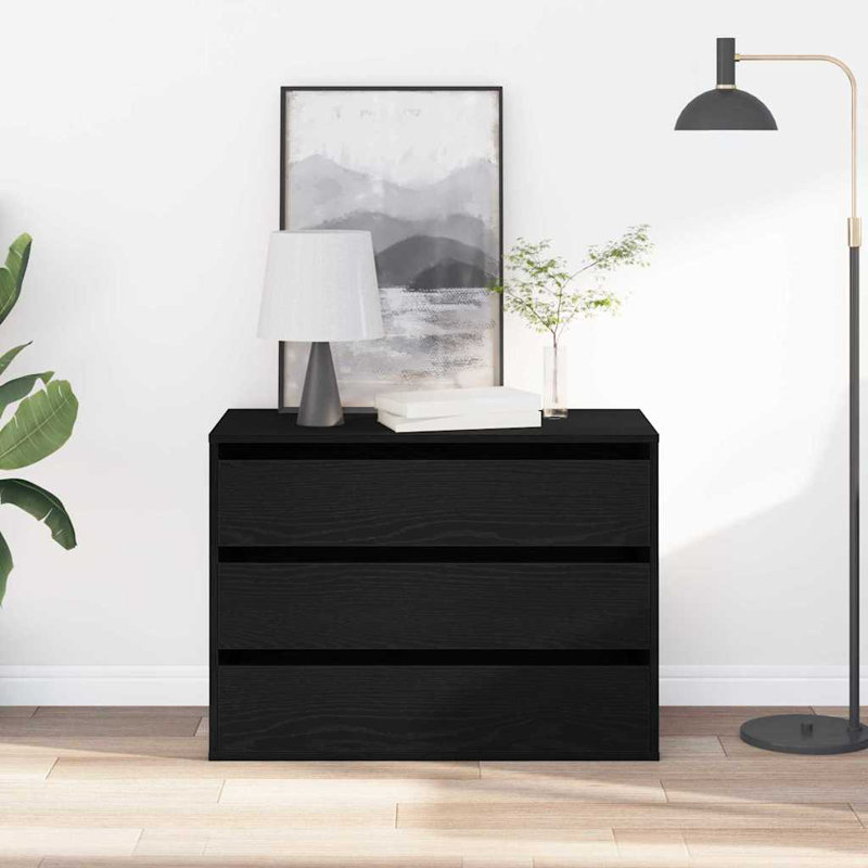 Corner Chest Of Drawers Engineered Wood, 58cm H x 80cm W x 41cm D, Black Oak