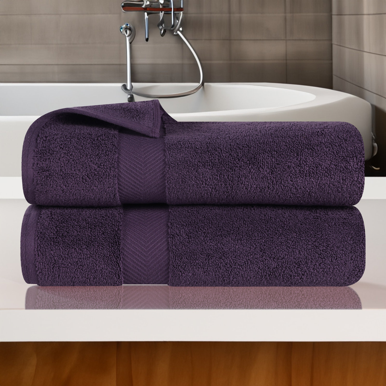 Hamachi 6-Piece Cotton Towel Set, Grape Seed, Bath Towels - 2 Pack