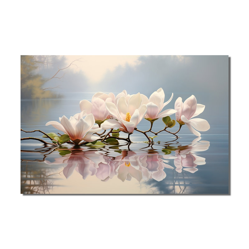 «White Gray Magnolias Magnolia Reflections I - Magnolias», reproduction sur toile