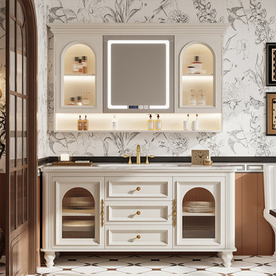 French retro style bathroom cabinet light luxury