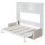 Grand lit escamotable mural avec canapé, lit pliable peu encombrant pour petit appartement et studio, blanc-287546414