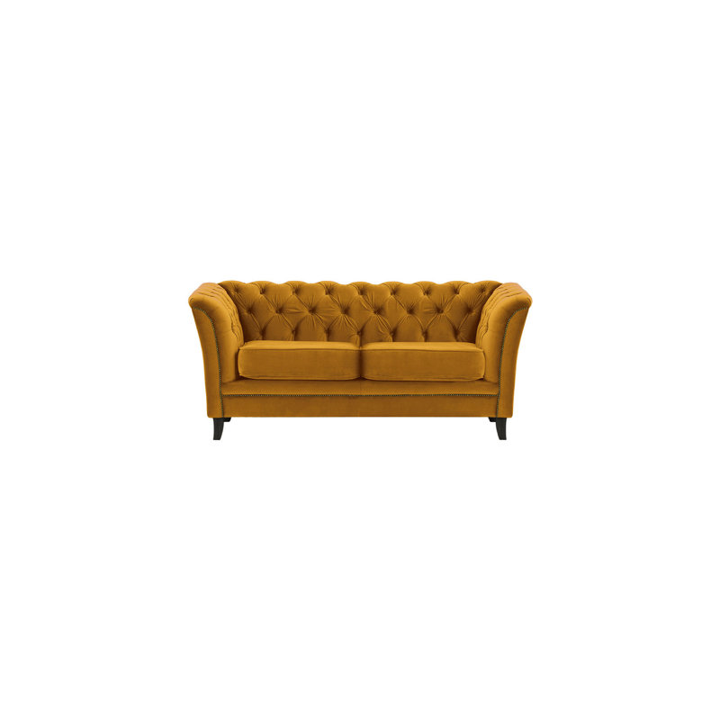 Cassie 2 Seater Velvet Sofa, Black, Orange