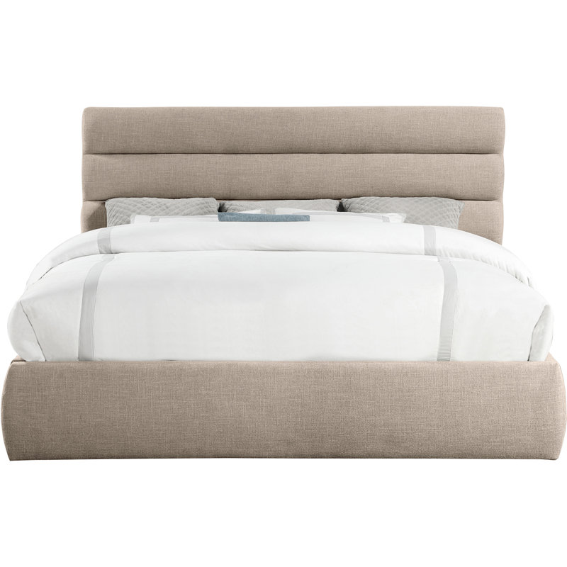 Lit en tissu Adam, Très grand, Beige Linen Textured Fabric
