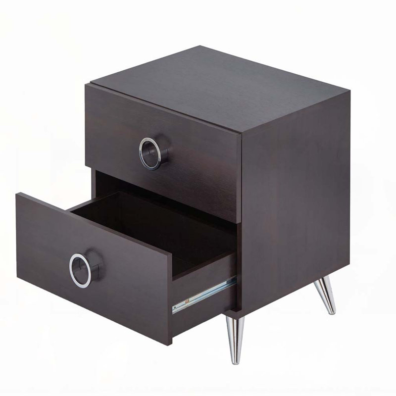 Table d'appoint rectangulaire à 2 tiroirs Espresso