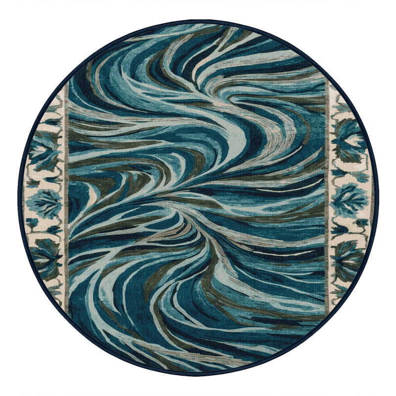 Tapis gris lavable à la machine, Rond 7 pi