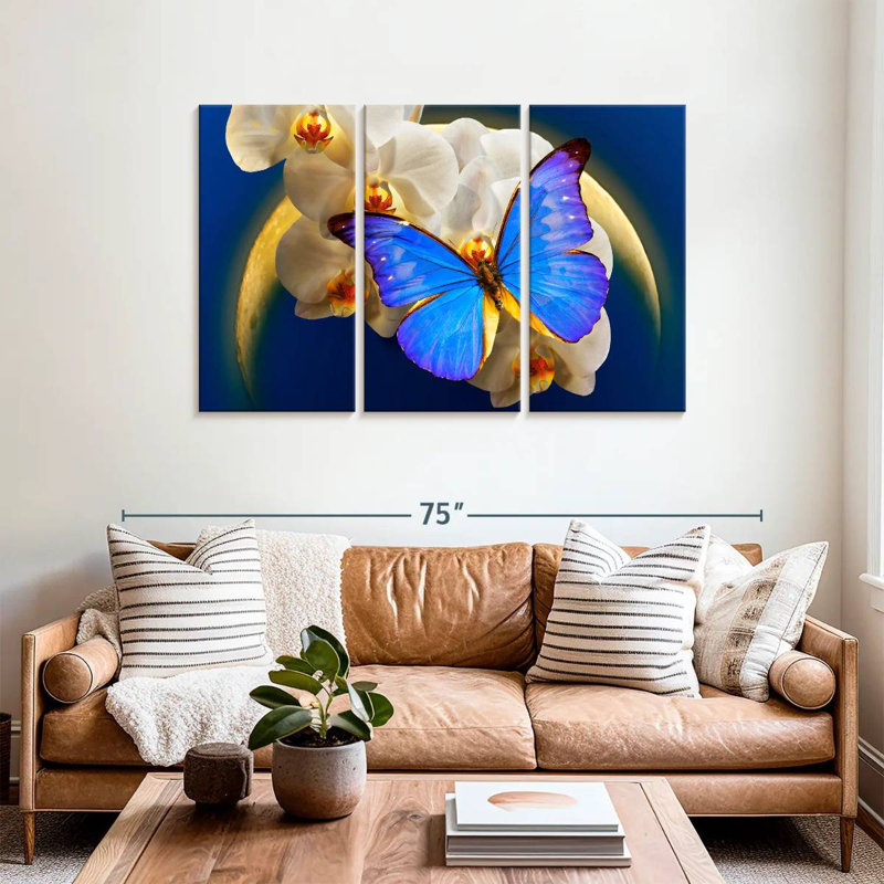 Brampt papillon au clair de lune Morpho, H 36 po x l 57 po