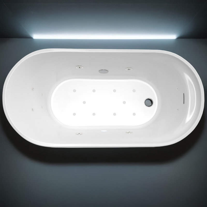 Janet 67'' White Freestanding Acrylic Air and Whirlpool Bathtub