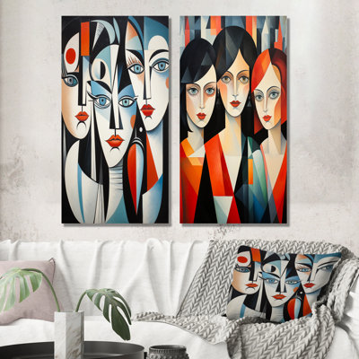 Demoiselles D Avignon Cubic Remake IV - Woman Metal Wall Art Set Of 2