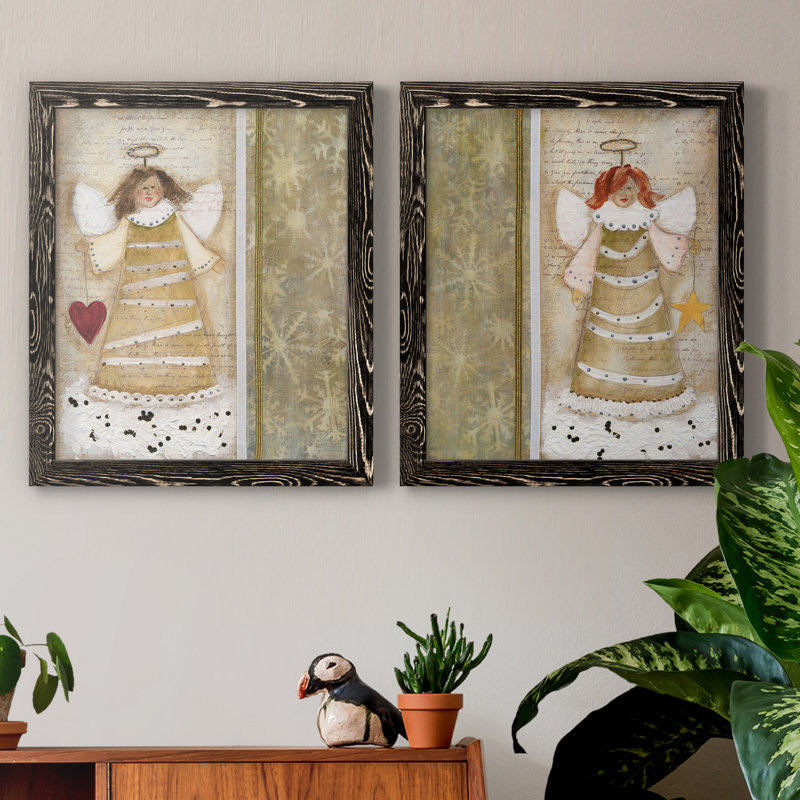 «Cloud Angel with Heart», ensemble de 2 peintures, H 20 po x l 17 po x P 1 po, H 31,5 po x l 47 po x P 1,5 po, Pas de tapis