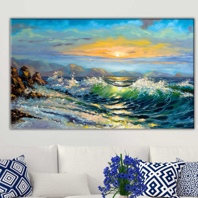 « paint ocean vagues », reproduction de peinture à l’huile sur toile tendue