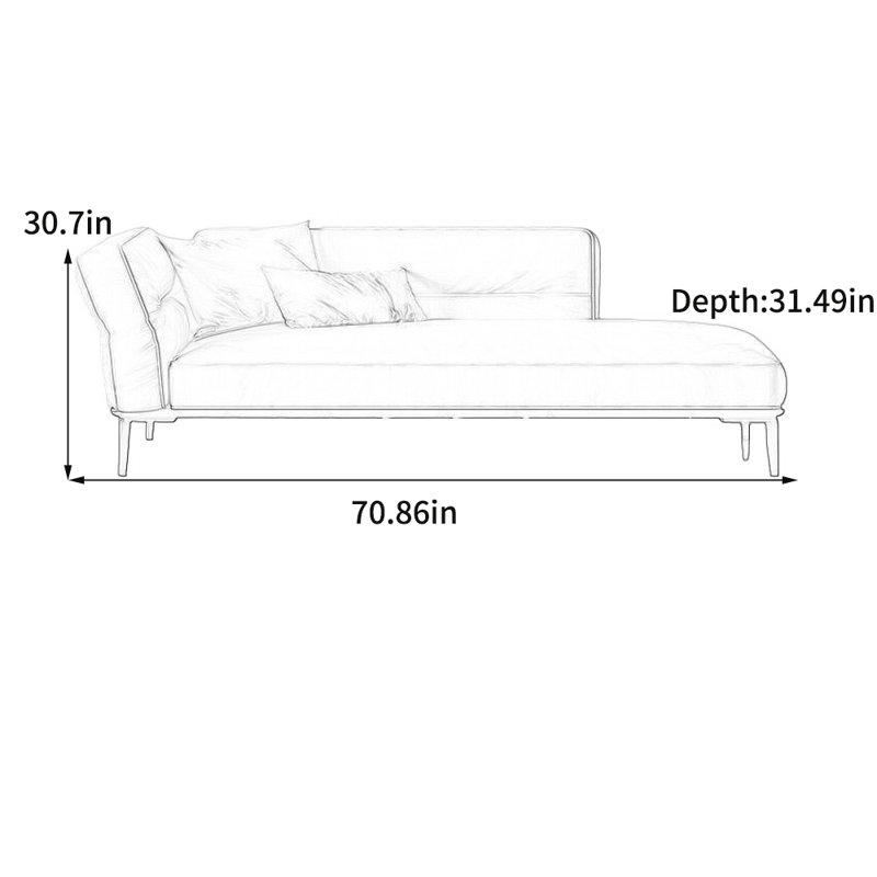 Chaise longue éponge moderne et minimaliste, Face à la gauche, Orange