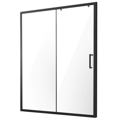Semi - Shower Door Of 57.7 59 X 70 In Tempered Glass, 1/4 Matte Black, Nano Easy Clean Coating To Keep And Scratches, Narrow Aluminum Frame, Left Right Reversible Installation Glass With For Stain