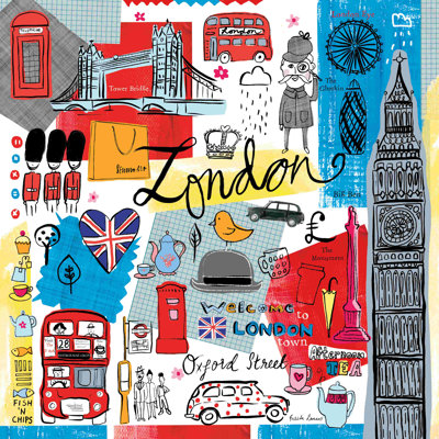 «Travelling London» par Farida Zaman - peinture sur toile tendue