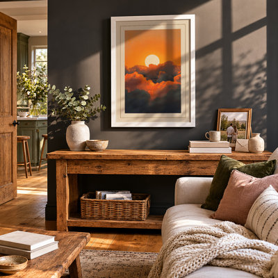 Sunrise Beyond Clouds Modern - Framed Print