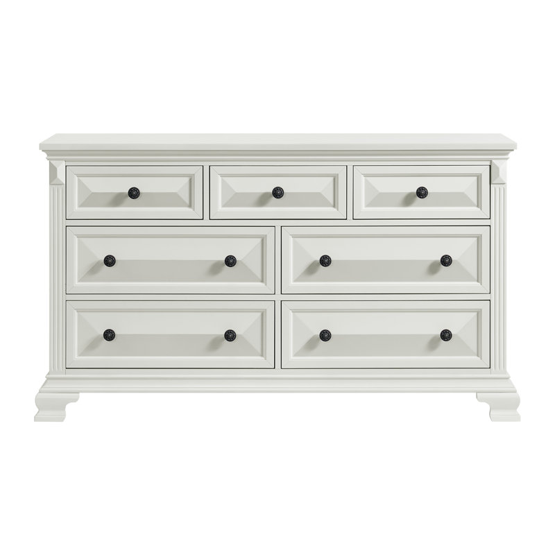 Commode 7 tiroirs Alcott Hill® Daryel, Blanc antique