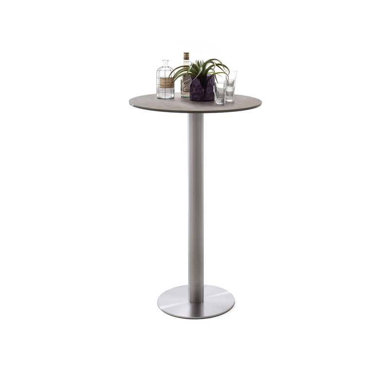 Michaella Round Glass Top Metal Base Dining Table, Mocha ceramic