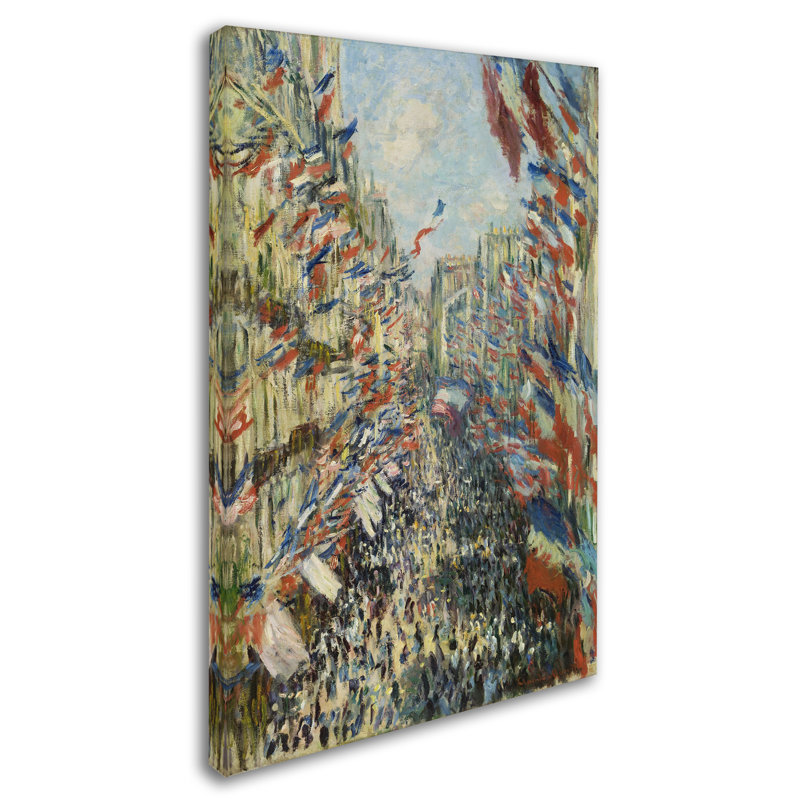 « the rue montorgueil à paris », reproduction sur toile tendue, H 19 po x l 12 po