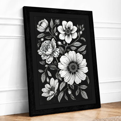 Blooms in Black Botanical - Framed Print