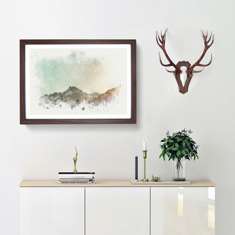 Forest Before the Mountain in Abstract - Picture Frame Graphic Art Print, Walnut Framed, 48cm H x 65cm W x 2cm D