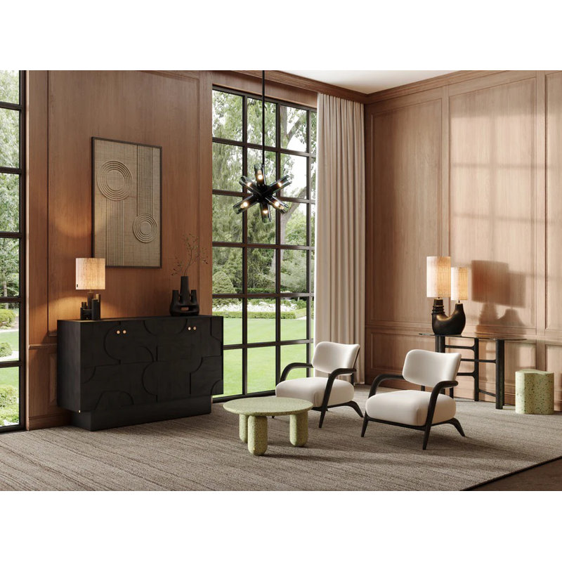 Zulgo 68'' W Solid Wood Sideboard, Black