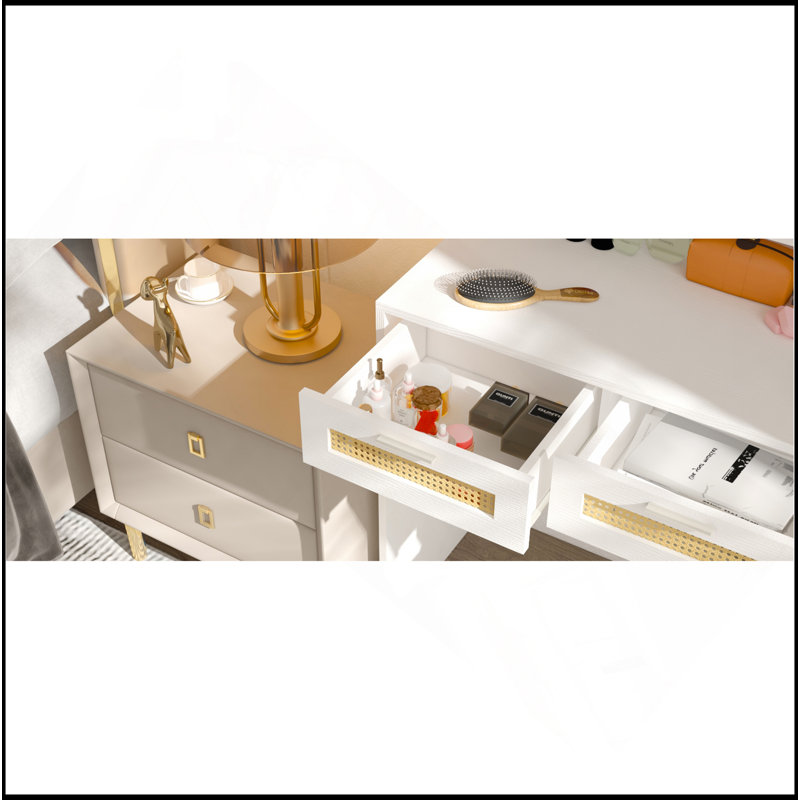 Makeup Vanity With Lights In 3 Colors & Openable Mirror, Vanity Desk With 4 Drawers & 1 Cabinets & Shelves, Vanity Table Vanity Dresser, For Bedroom