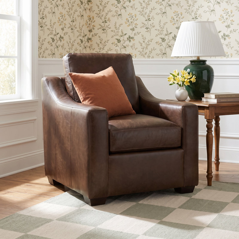 Cranbrook Upholstered Armchair, Bruno Canyon Genuine Leather