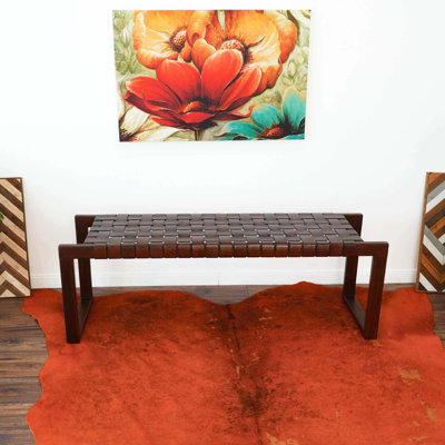 Banc en cuir brun clair Christina