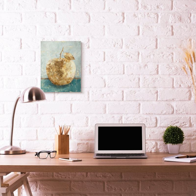 «Golden Apple Green Textured Food» par Main Line Studio - reproduction d'art, H 20 po x l 16 po, Toile tendue