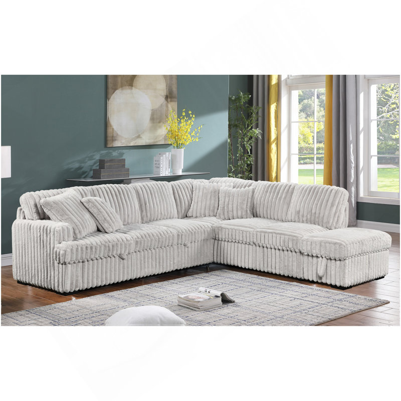 Canapé-lit en velours avec repose-pieds et canapé-lit modulaire en Corduroy