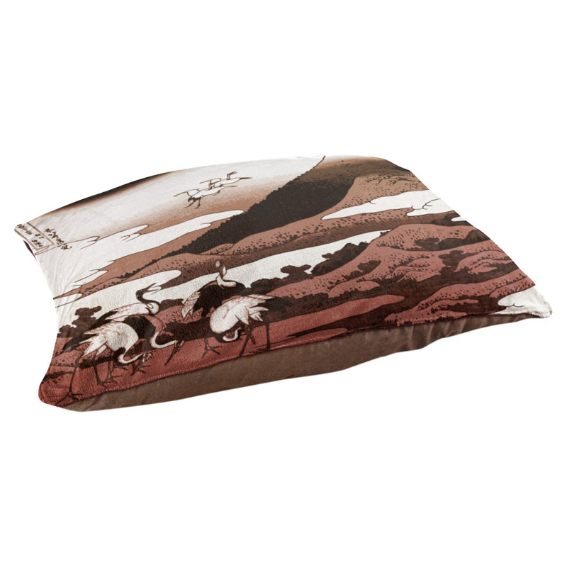 Coussin de concepteur japonais pour grues Burkart, L 42 po x l 52 po, Rouge / brun foncé