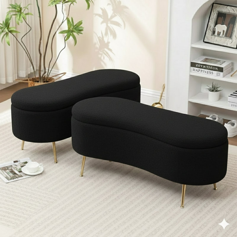 Kaybree Upholstered Storage Bench, Black