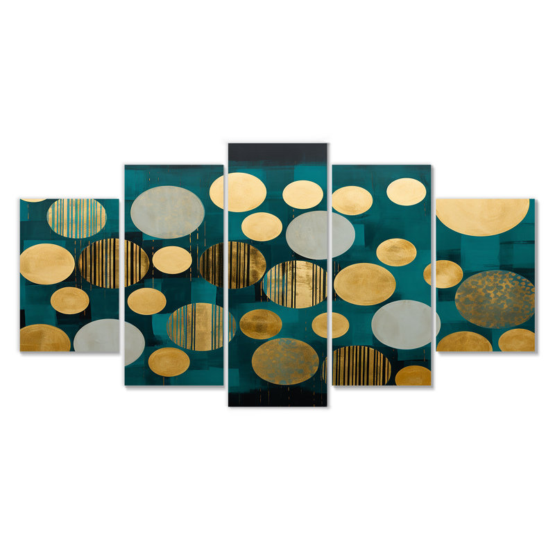 Saroyan - Décoration murale géométrique 5 pièces, H 32 po x l 60 po