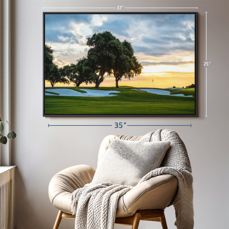 Golf Course Sunset Sky Canvas Print, 25" H x 37" W