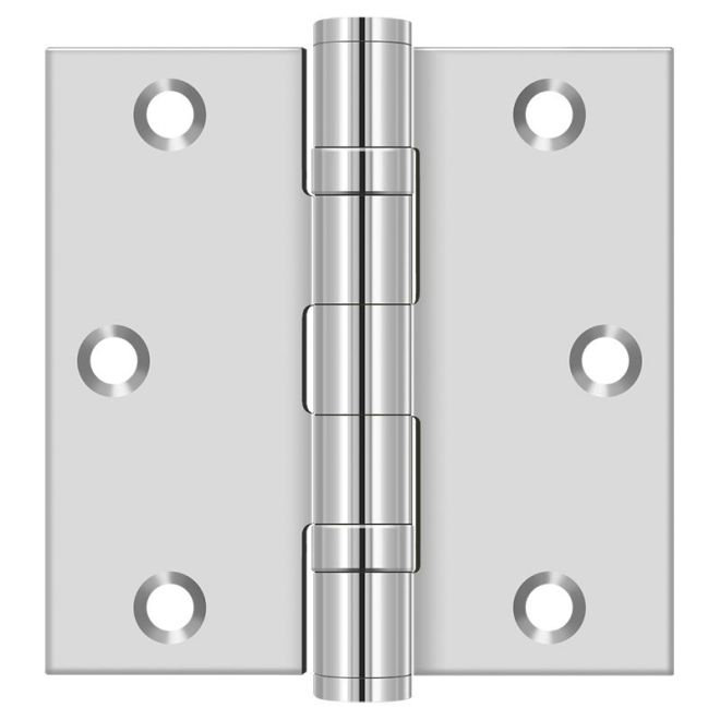 Paire d'acier inoxydable poli à charnière carrée 3-1 / 2 "x 3-1 / 2" Deltana SS35BU32, Chrome poli