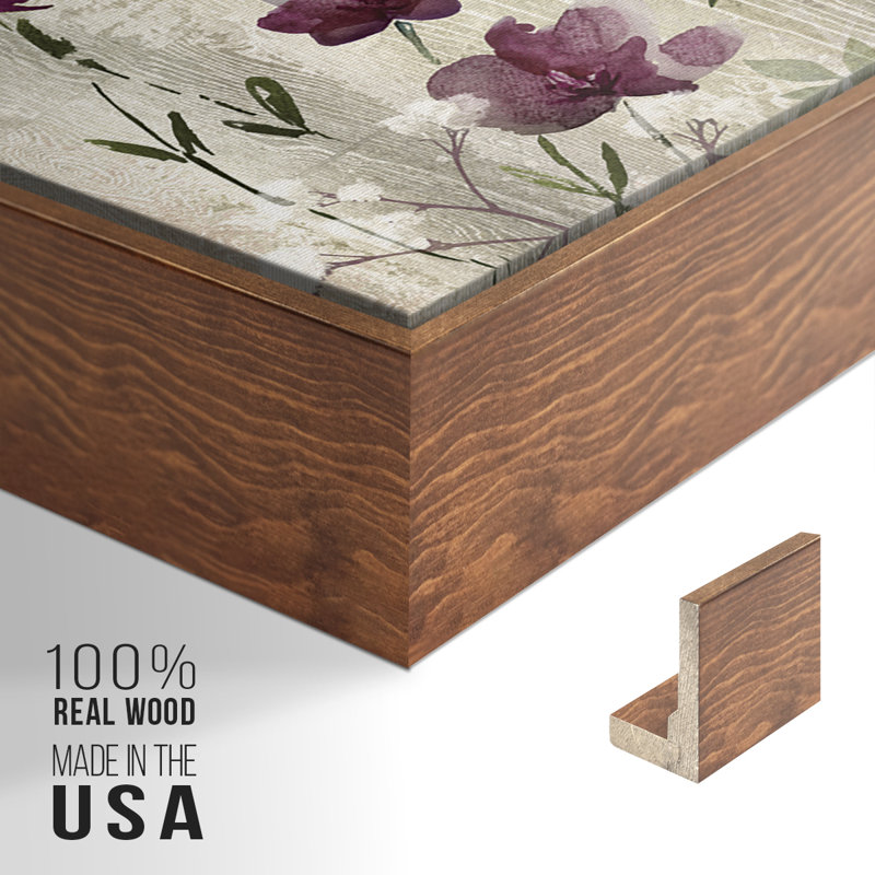 Meadow Flowers I - Toile tendue avec châssis encadré - Prêt à accrocher, Noyer, H 21 po x l 41 po