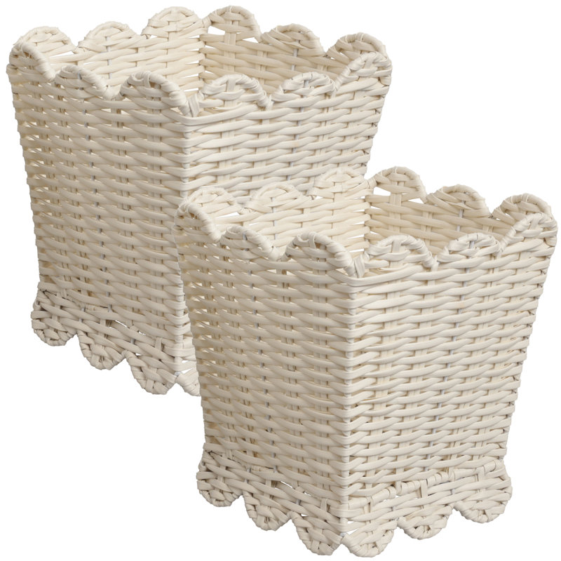 Poubelle carrée effilée Silas Modern Farmhouse, Blanc
