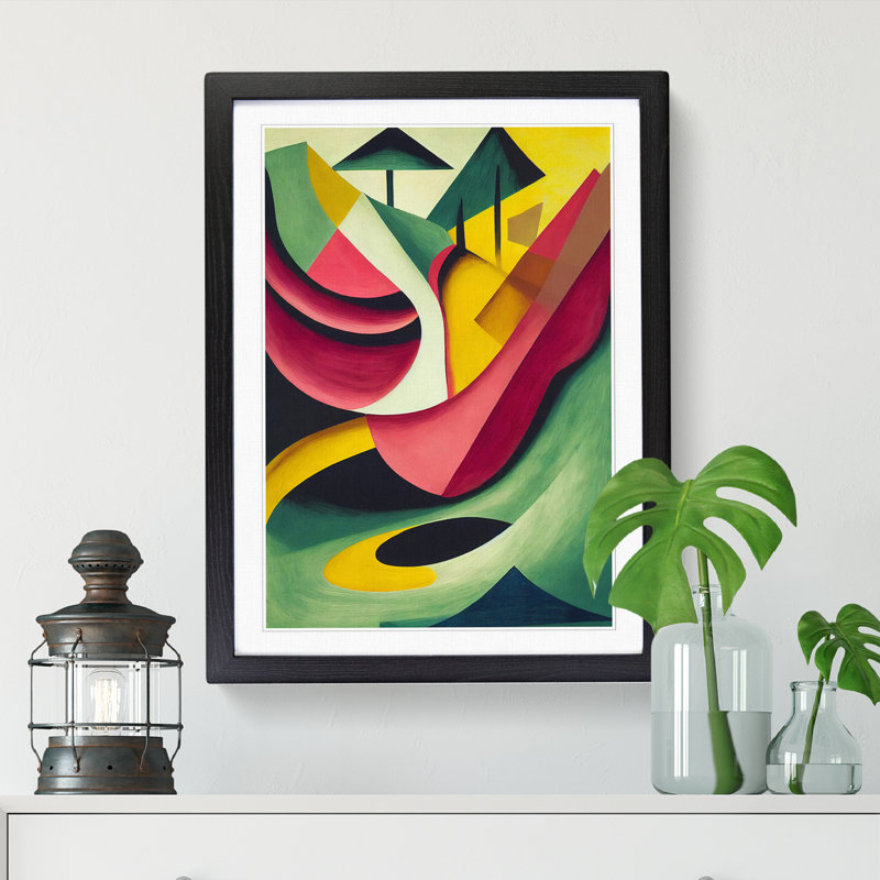 FRM-V0523-24X Abstract Meadow Landscape - Single Picture Frame Print, Black Framed, 34cm H x 25cm W x 2cm D