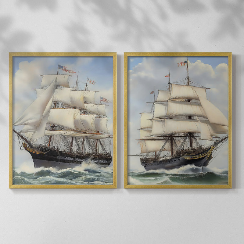 NAUTICAL Series LX - reproduction encadrée de qualité supérieure - prête à être accrochée - aucun clou requis - aucun clou requis