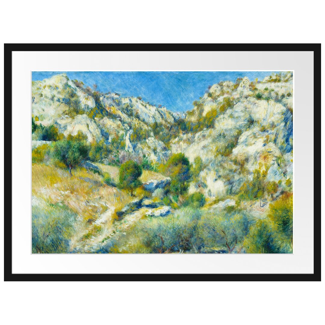 Gerahmtes Leinwandbild Felsenklippe bei Estaque von Pierre-Auguste Renoir