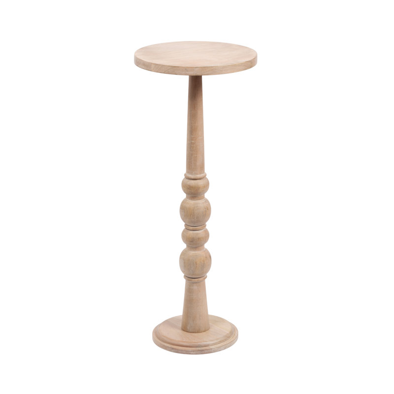 Mango Wood Round Drink Table, Beige