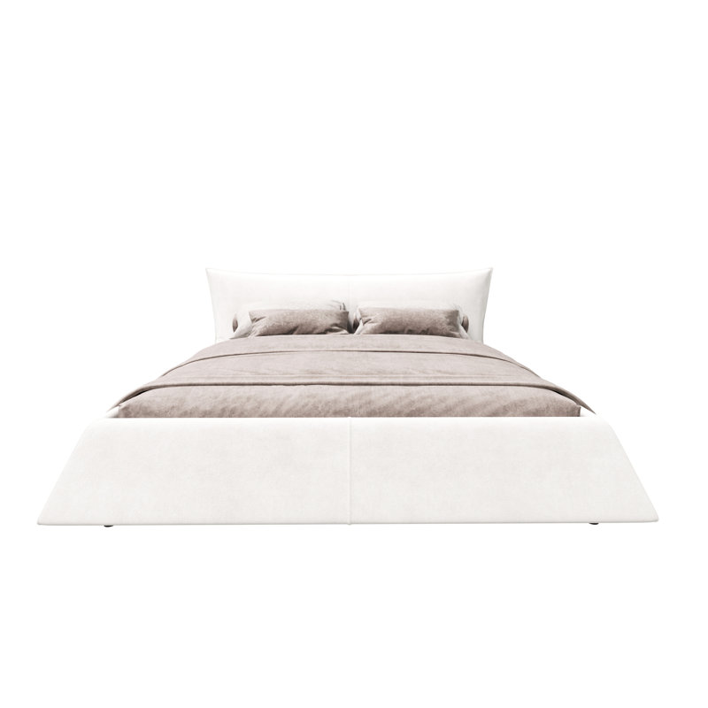 Très grand lit tapissier avec tête de lit de forme spéciale, bois massif et métal - lit plateforme Allure, Noir