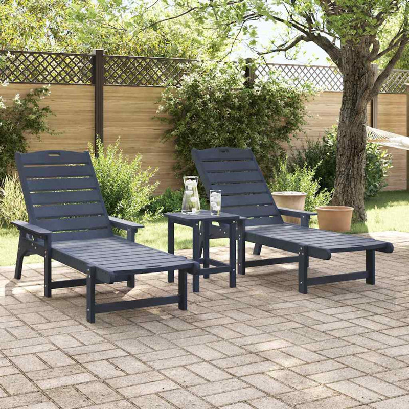 Sun Lounger Reclining Polyethylene Outdoor Garden Seating Modern Chair, Blue