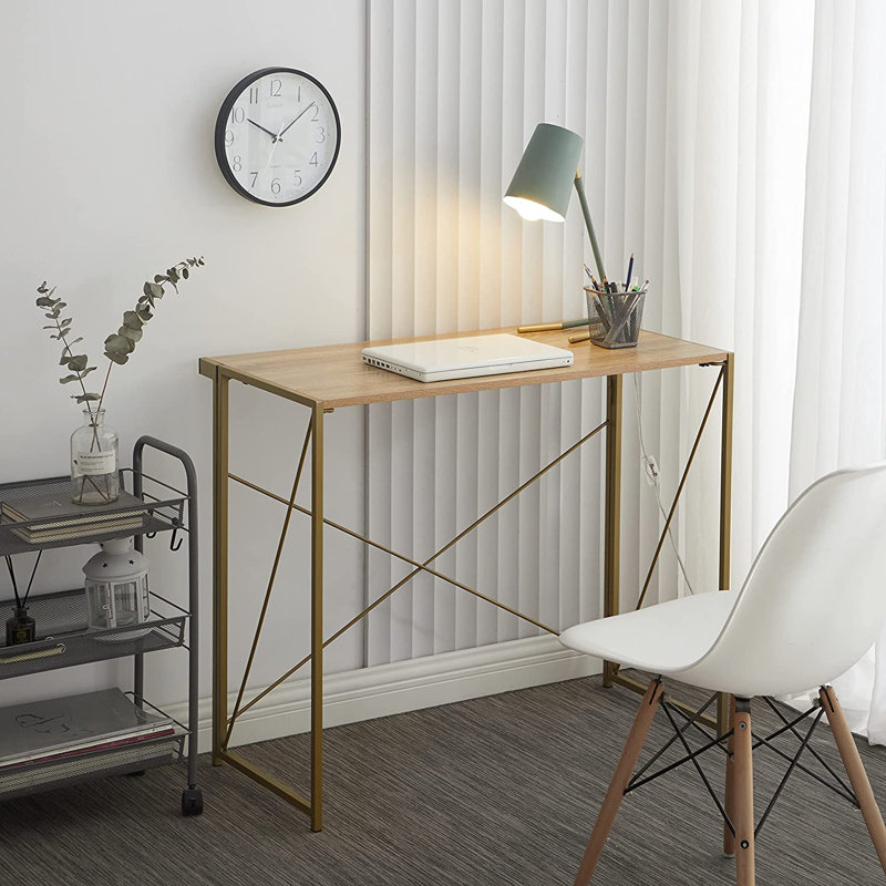 Bureau pliable, Chêne / doré