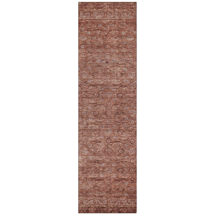 Machine Washable Indoor/Outdoor Xhevrie Terracotta Rug
