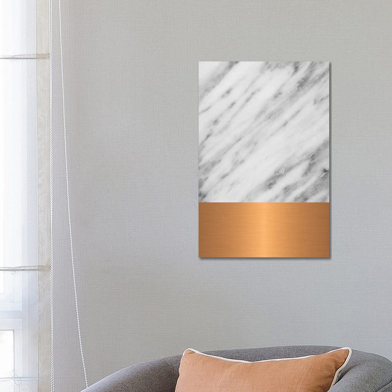 Carrara Marble With Copper by Emanuela Carratoni - Wrapped Canvas Painting, 66.04 cm H x 45.72 cm W x 1.91 cm D