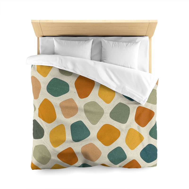 Microfiber Duvet Cover Boho Style, Design 44, Queen Duvet Cover, White