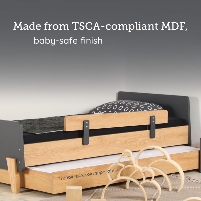 Fun Twin Bed, Graphite/Red Oak