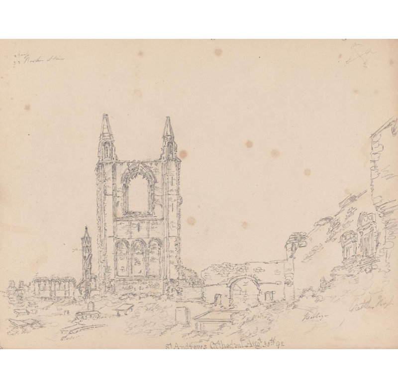 "La cathédrale de St. Andrews, Écosse" par James Moore - Art mural sur toile tendue avec châssis, H 40 po x l 28 po
