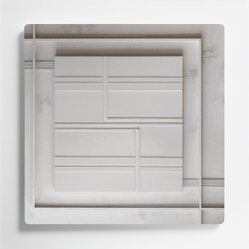 Minimalisme 13, art mural en métal beige, H 32 po x l 32 po
